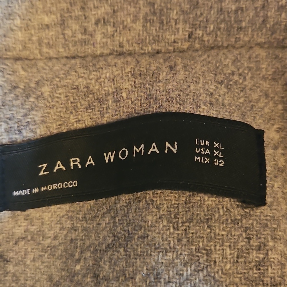 Zara Grey Faux Wool Coat Xl - Picture 2 of 7